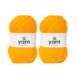 Korbond Yarn Mustard Yellow - 2 x 100g Acrylic Wool - Lightweight, Hypoallergenic & Durable Double Knit Crochet Yarn Knitting Wool