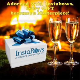 InstaBows Baby Blue 5" Pull String Gift Bows Perfect for Christmas Gifts and Birthday Presents Satin Finish Easy to Assemble Pack of 5 Bows