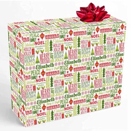 InterestPrint Custom Merry Christmas Wrapping Paper Roll, Cherry Christmas Tree Wrap Paper Roll 58x23 Customized Wrapping Paper for Birthday Baby Shower New Year Holiday 1 Roll