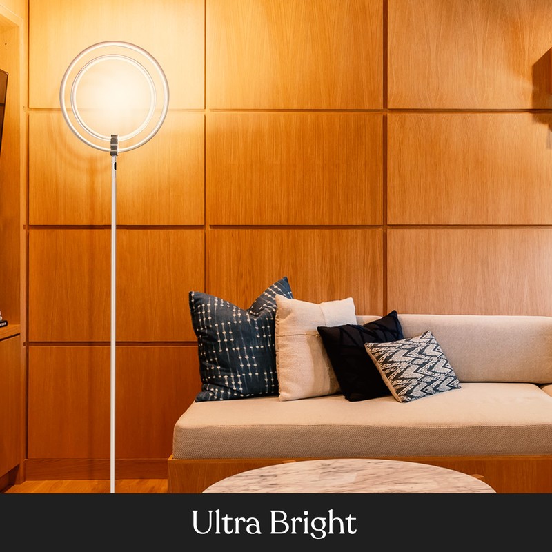 Brightech Eclipse Dimmable LED Floor Lamp, Modern Torchiere Floor Lamp