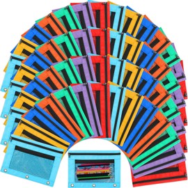 100 Pieces Zipper Binder Pencil Pouches 3 Ring Binder Pouches in Assorted Colors Zipper Pouches Case with Mesh Window Ring Binder Pencil Bags Case or Office School Students Supplies