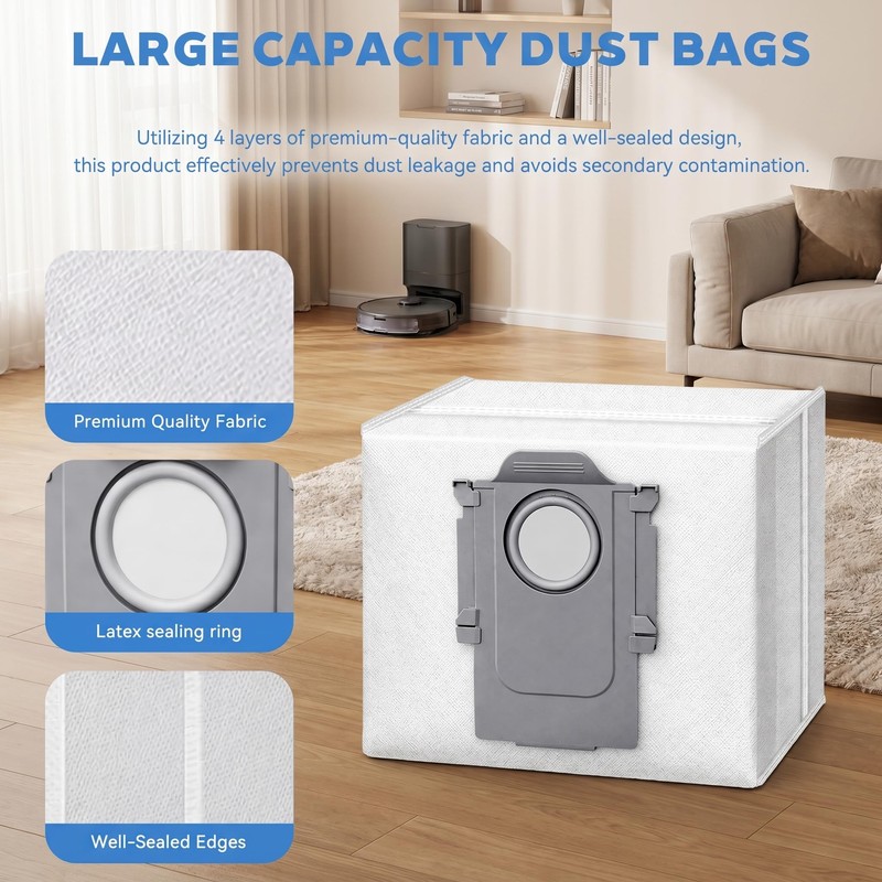 6-Pack Replacement Dust Bags for Roborock, Compatible with Q5, Q7,