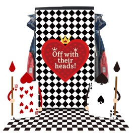 Wonderland Trunk or Treat Car Decoration Kit Halloween Wonderland Party Decorations Cardboard Stand Heart Shape Signs Backdrop for Halloween Car SUV Archway Door Garage Decor