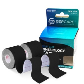 GSPCARE Kinesiology Tape, 16.4ft Uncut Elastic Muscle Sports Tape for Exercise, Latex Free Waterproof Physio Tape for Knee Shoulder and Elbow Recovery (2 Rolls Pack)