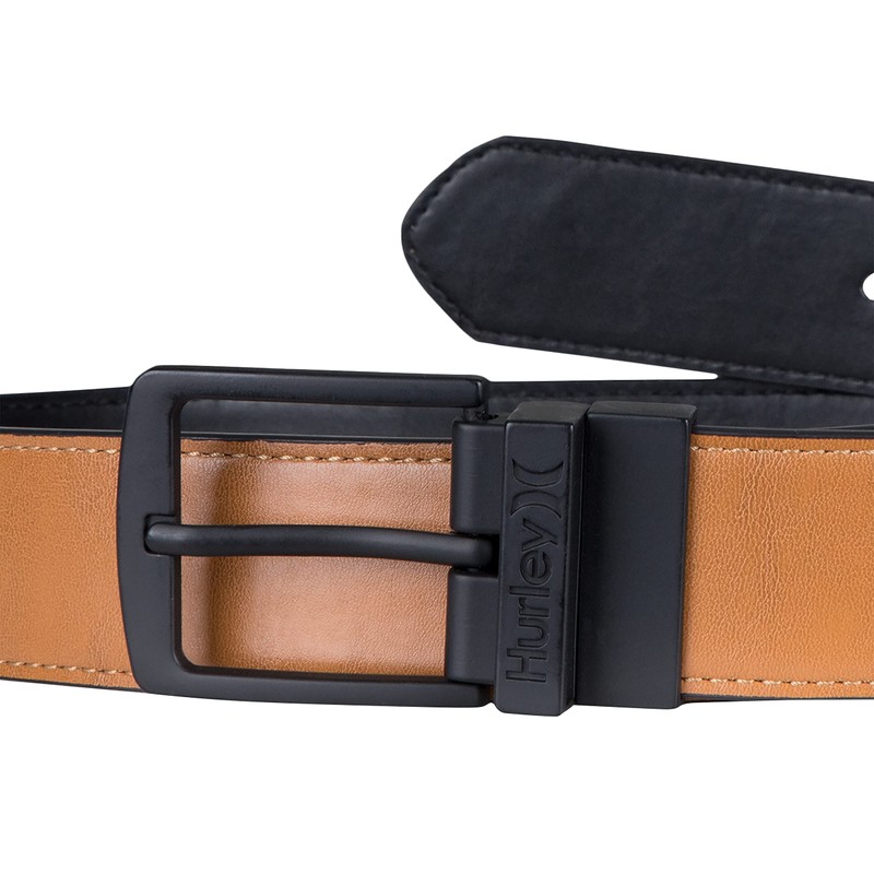 Hurley Men's Reversible Leather Belts, Tan, Medium