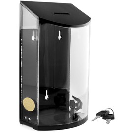 MCB - Rounded Acrylic Box - Charity Box - Donation Box - Collection Box - Tip Container - Kupat Tzedakah (Black)