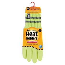 HEAT HOLDERS Men's Winter Warm Hi Vis Reflective Thermal Gloves in Orange, Yellow and Black, Hi-Vis yellow