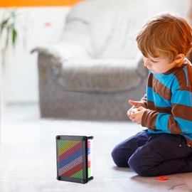 Leopacat 3D Pin Art Board, 3D Hand Print Board Novel Pin Art Toy 3D Sculpture Colourful Rainbow Picture Impressions Gadget Frame Classic Childrens Toy for Kids Adult Family (Black Bottom Trumpet)