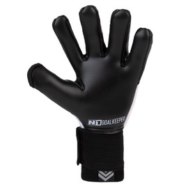 N1 Goalkeeper gloves Scorpius SSG Pro. Football Gloves with Negative Cut and Non-Slip German Latex SSG Pro. Soccer Goalie Gloves Fitted for Adults. Black & White. Size 9