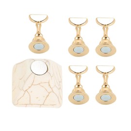 Magnetic Nail Tip with Nail Art Practice Stand Base - Alloy Magnets Holder/ Marble Base for Nail Art Display 5+1Pcs (Beige)