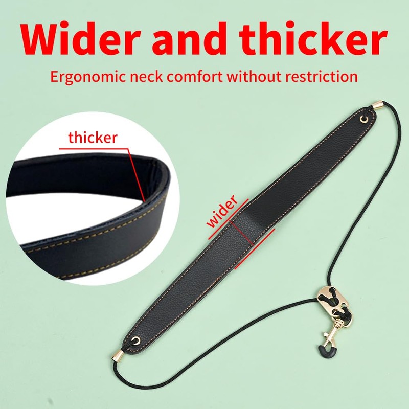 Dowite Adjustable Saxophone Neck Strap - Premium Leather for Comfortable