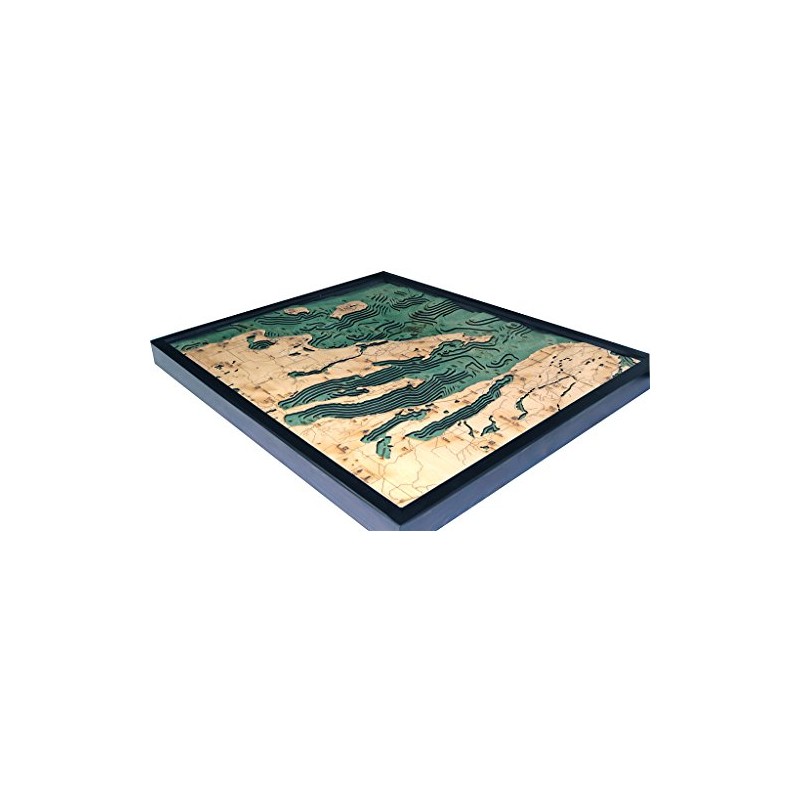Grand Traverse Bay 3-D Nautical Wood Chart, 16" x 20"