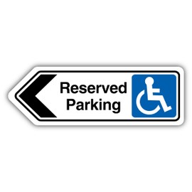 V Safety Reserved Parking Arrow Left - Shaped Sign 300 x 100 mm - 3mm Brushed Aluminium Composite