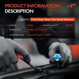 A-Premium 50PCS Nylon Front Door Trim Panel Retainer Clip with Sealer Compatible with Toyota Camry, Prius C & Lexus ES350, CT200h, ES300h, IS200t, IS250, IS300, IS350, NX200t, NX300h, RX350, RX450h