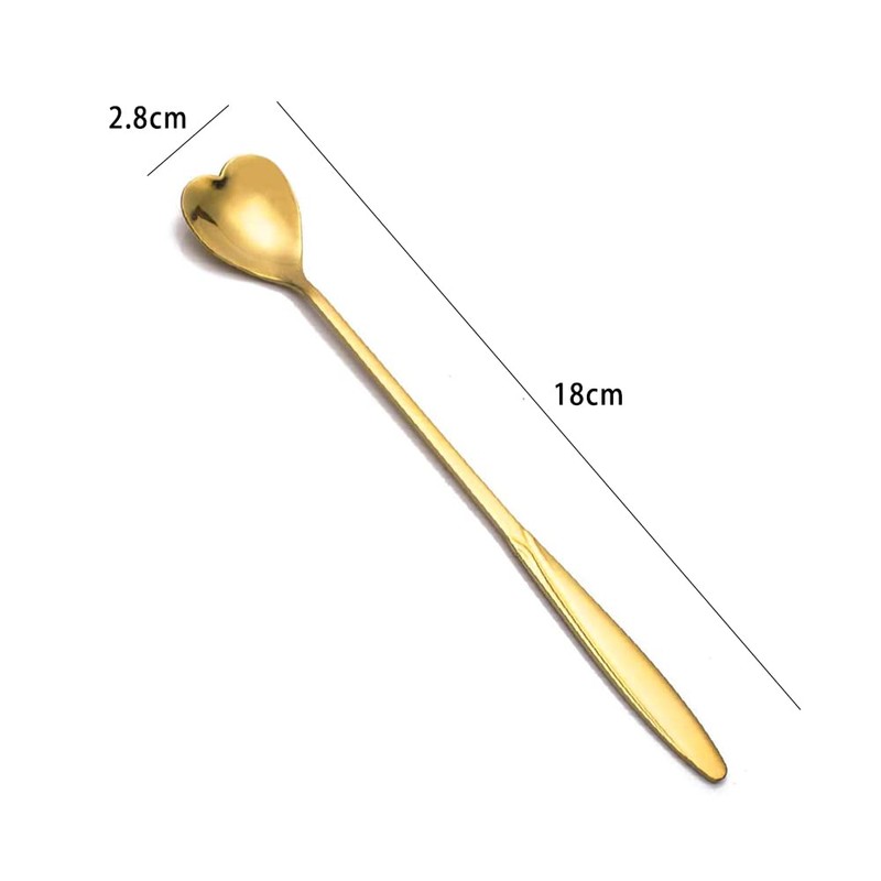 6 PCS Coffee Spoons Heart Long Spoons Stainless Steel Latte