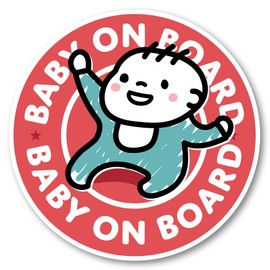 Isaac Trading Baby on Board Sticker 2 Sticker Round Shape 84x84mm (Pink)