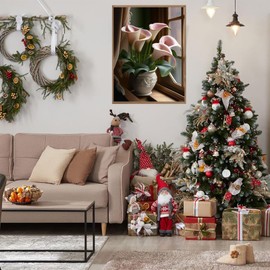 EATUKYIC Diamond Painting Kits for Adults, Flower Diamond Art Pink Calla Lily DIY 5D Full Round Drill Crystal Rhinestone Arts and Crafts Home Wall Decor 12x16 inch