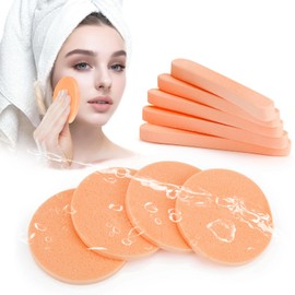 Mgiflw Compressed Facial Sponge,Reusable Makeup Blender 60 Count,Soft Round Wash Sponges for Estheticians Makeup Removal,Face Cleansing Exfoliating Compress Spa Pads for Women,Orange