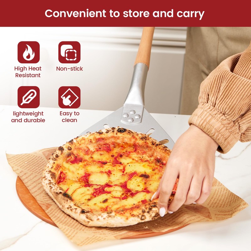 ROCKSHEAT Pizza Turning Peel 7" Perforated Anodized Aluminum Round Pizza