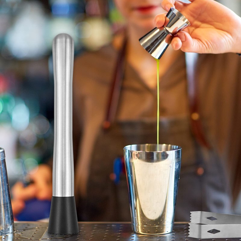 Set of 4 Cocktail Muddler Set, Stainless Steel Mojito Cocktail