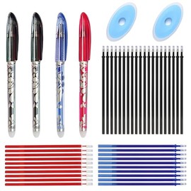 AllisWay Erasable Pens, Erasable Gel Pens, 0.5 mm Erasable Pens, Black, Red, Blue, Equipped with 20 Refills and 2 Erasers, Suitable for Schools, Offices etc