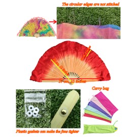 Winged Sirenny Pairs of 4" (10cm) Short Silk Flutter Folding Fan for Worship and Chinese Folk Dance Performance (White-Turquoise)