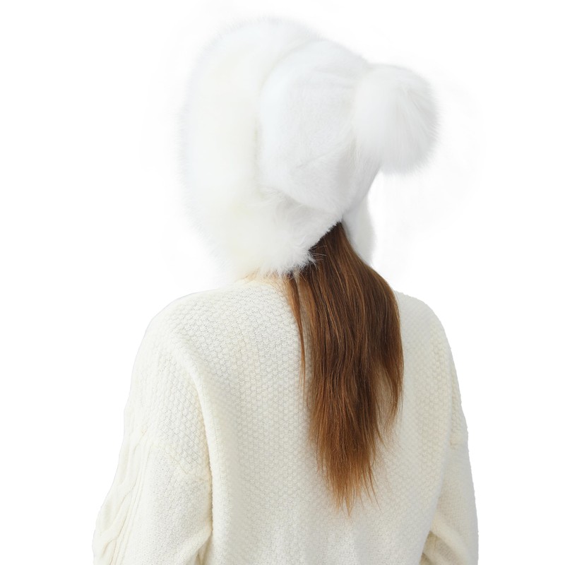 LA CARRIE Women's Faux Fur Hat with 3 Pom Pom