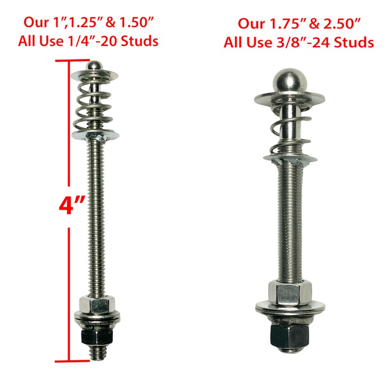 Black 1.00" with 4" Stud Quick Release Latch Hood Pin