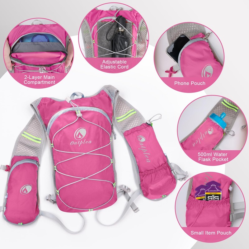 Outplea Running Vest with 2L Water Bladder, Ultralight Multi-pockets Hydration