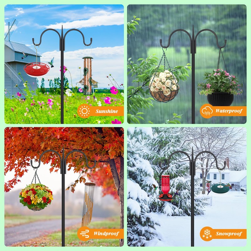 FEED GARDEN Adjustable Double Shepherds Hook for Outdoor with 5