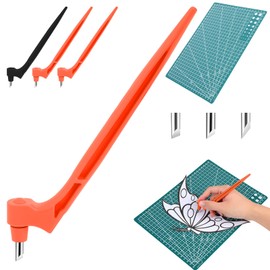 Craft Cutting Tools Pen,360-Degree Rotating Blade,Stainless Steel Cutter Pen for Stencils Scrapbooks DIY Craft,With15,30,45Degree Head(Orange)