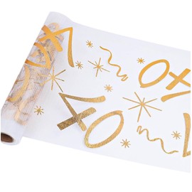 40th Birthday Table Decoration, Table Runner 40th Birthday White Gold (28 cm x 10 m), Birthday Decoration Table, Table Decoration 40th Birthday, Birthday Table Runner for Children, Adults, Birthday