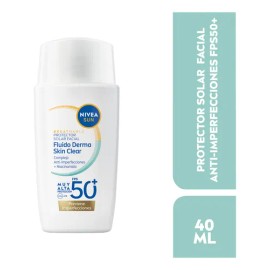 Protector Solar Facial NIVEA SUN Fluido Diario Derma Skin Clear Con Niacinamida Anti-Imperfecciones Fps50+, Acabado Seco 40Ml