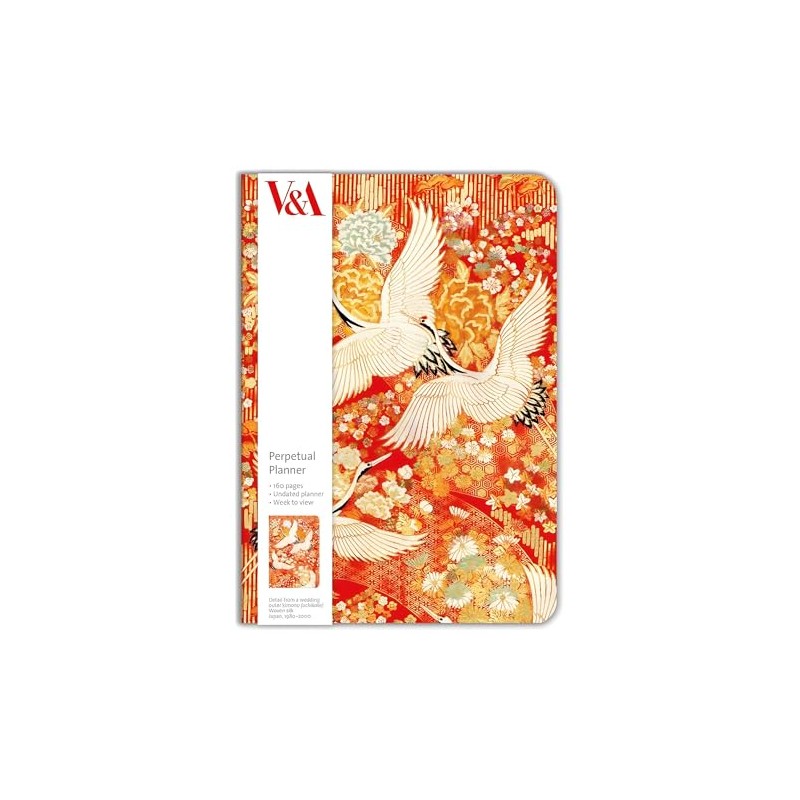 Perpetual Planner Diary - 148 x 210mm - Kimono Cranes