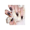 Press On Nails, Gradient Black to Gray Ombre with Star