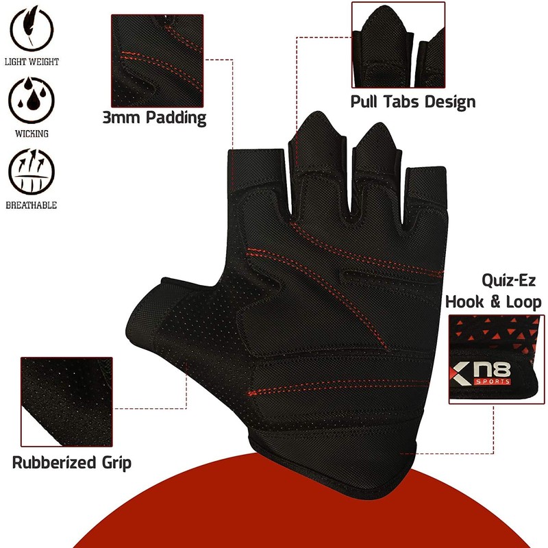XN8 Weight Lifting Gloves for Gym Training Workout Breathable HALF