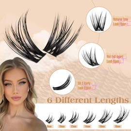 Wispy Lash Clusters Natural Cluster Eyelash Extensions C Curly Individual Lashes Eyelash Clusters 8-18mm Mink Lash Extension Natural Lashes Clusters by Winifred (168pcs)