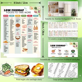 iyouthlife 12 Pcs Low Fodmap Food List, Fodmap Meal Plan Brochure For Beginners, Food Chart Nutrition Grocery List Laminated Meal Poster for Gut Health, Easy Recipes