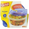 Glad Ware Big Bowl Containers with Lids, Round Size, 3
