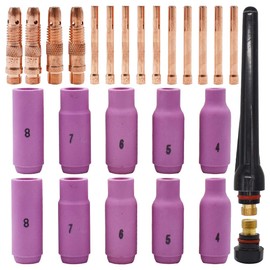 WP-26 TIG Welding Accessories, Tianher 26-Piece Welding Machine Wear Parts Set (Clamping Sleeves + Housing + Ceramic Nozzles) for WP-17 WP-18 WP-26 SR-17 SR-26 TIG Welding Torch