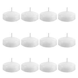 Juego de 12 velas flotantes de 2" de 6 horas, discos de cera blanca sin aroma y sin goteo, velas flotantes para centros de mesa, jarrones cilíndricos, boda, fiesta, alberca, día festivo