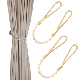 Vankra Pair Of Acrylic Pearl Curtain Tie Backs Curtain Tied Rope Decoration (Gold)