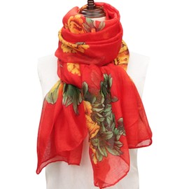 FAIRYGATE Women's Scarf Bird Flower Butterfly Print Long Soft Neck Scarf Wrap Stole for Summer Beach Winter Gift, Wx8049