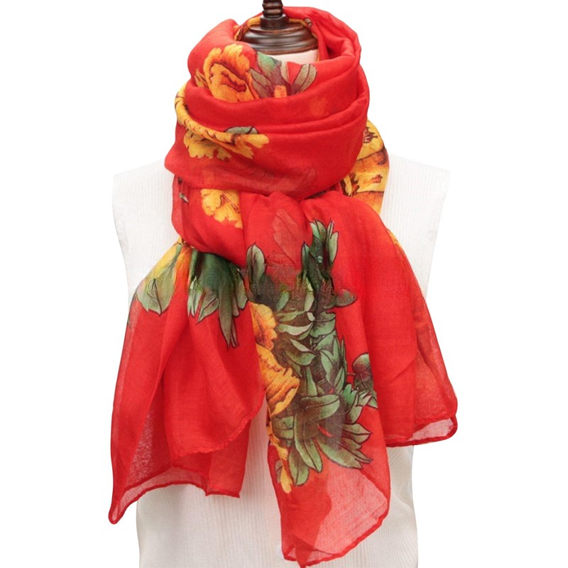 FAIRYGATE Women's Scarf Bird Flower Butterfly Print Long Soft Neck