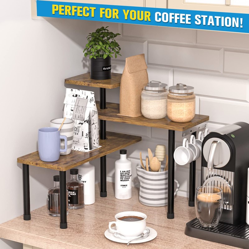 JayRex Countertop Organizer Organization, 3 Tier Moveable Corner Shelf Organizer