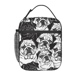 VANZEV Cute Pug Lunch Box for Adults Women Girls Boys Kids Animal Dog Lunch Box Insulated Cooler Reusable Lunch Bag Container Gifts for Work Office Picnic Travel School