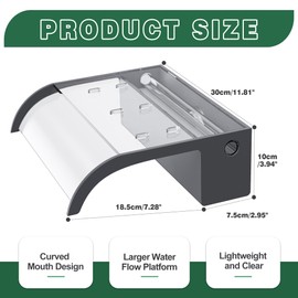 LONGRUNNEW Waterfall Spillway, Clear Acrylic Pool Fountain w/Top Open Lip & Pipe Connector Kits for Outdoor/Indoor Decorative, 11.8'' Pool Water Feature for Garden Patio, Backyard Koi Pond Decor