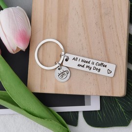 Coffee Keychain Gifts for Dog Lover Gifts for Daughter Son Christmas Xmas Gifts for Dog owner Best friend Birthday Gifts for Girlfriend Boyfriend Dog Mom Dad Keychain Gifts for Husband Wife