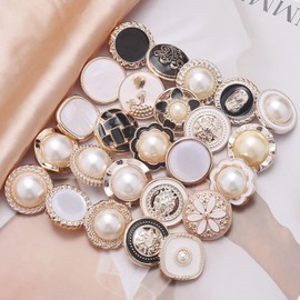 10 PCS Gold White Pearl Buttons Fastener - Versatile Sewing Accessories for DIY Garment, Clothing, Handmade Projects, and Scrapbooking