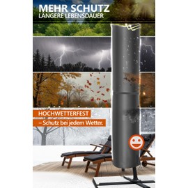 4smile Parasol Protective Cover Anthracite - Cantilever Parasol Protective Cover 2 to 4 m, Waterproof, UV-Resistant, Parasol Cover for Garden & Outdoor Use